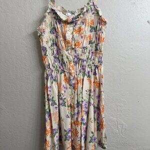 Hippie Rose Smocked Button Front Mini Dress S NWT Casual Summer Trendy